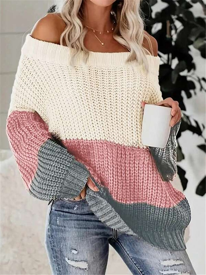 Damen Oversized Strickpullover mit lässigem Schnitt und offener Schulter Drune