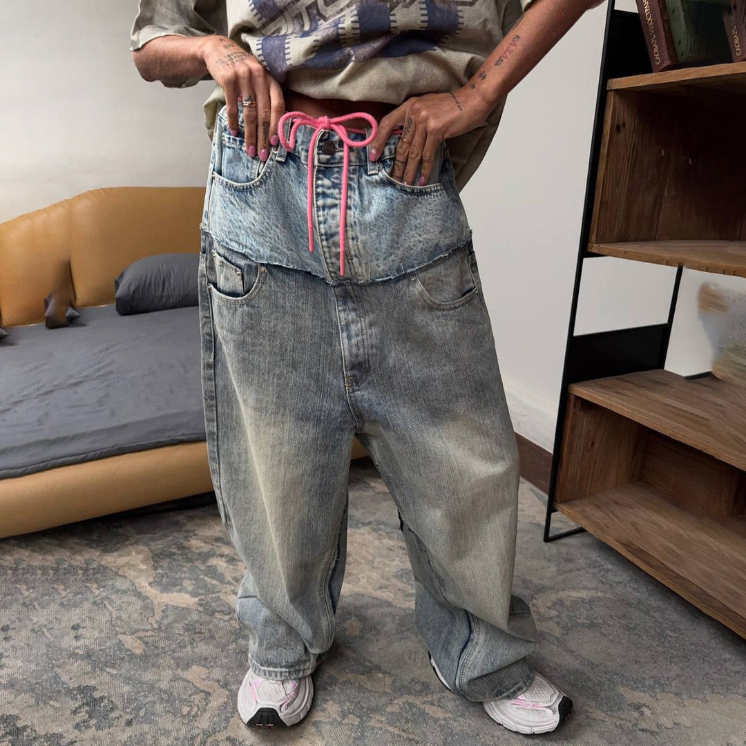 Damen Baggy Jeans mit innovativem Kordelzug Drune