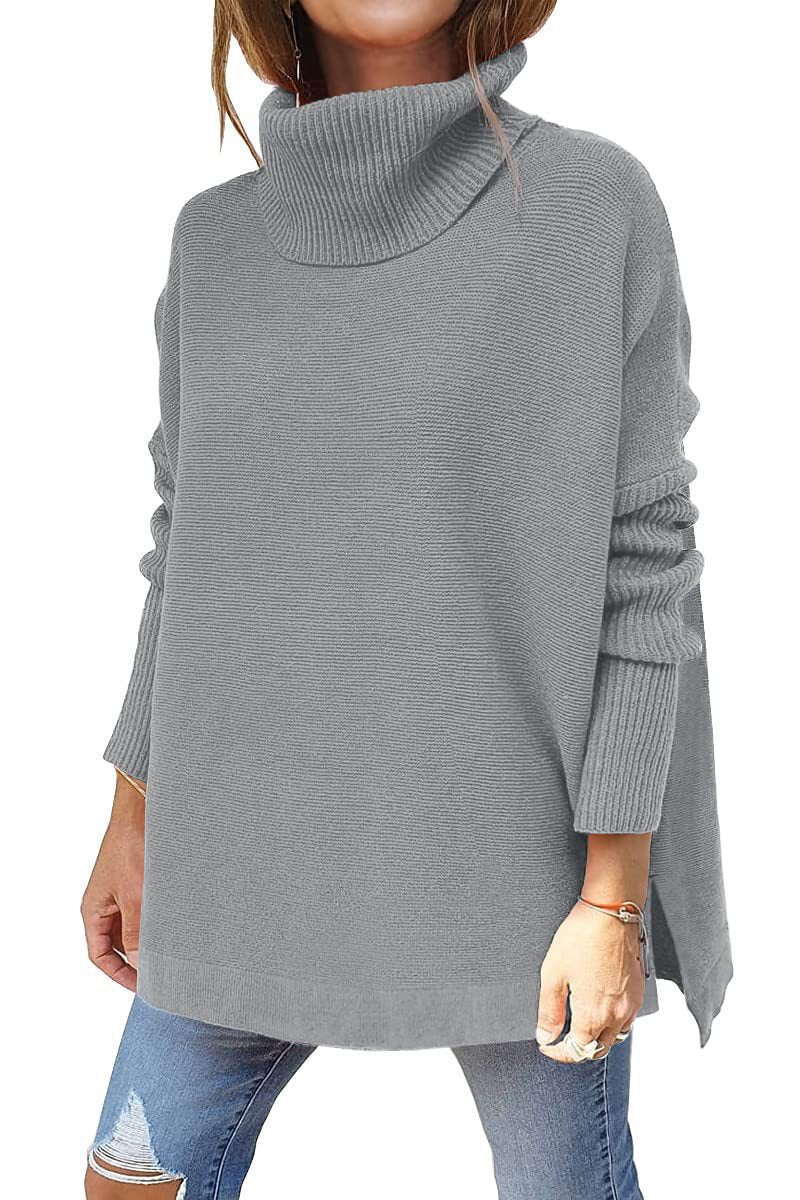 Damen oversize Rollkragenpullover mit strukturiertem Strickdesign Drune