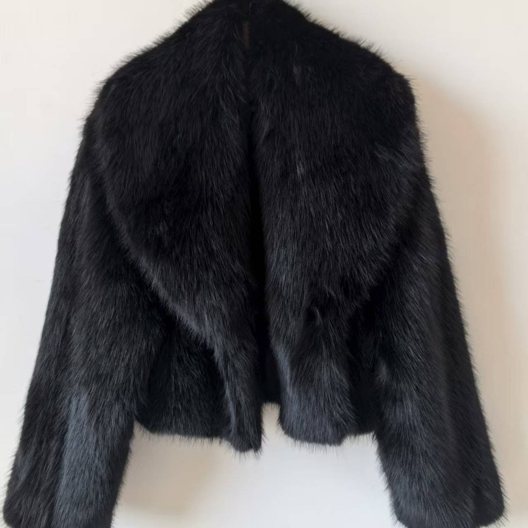 Damen Modischer Kurz-Fellblazer Drune