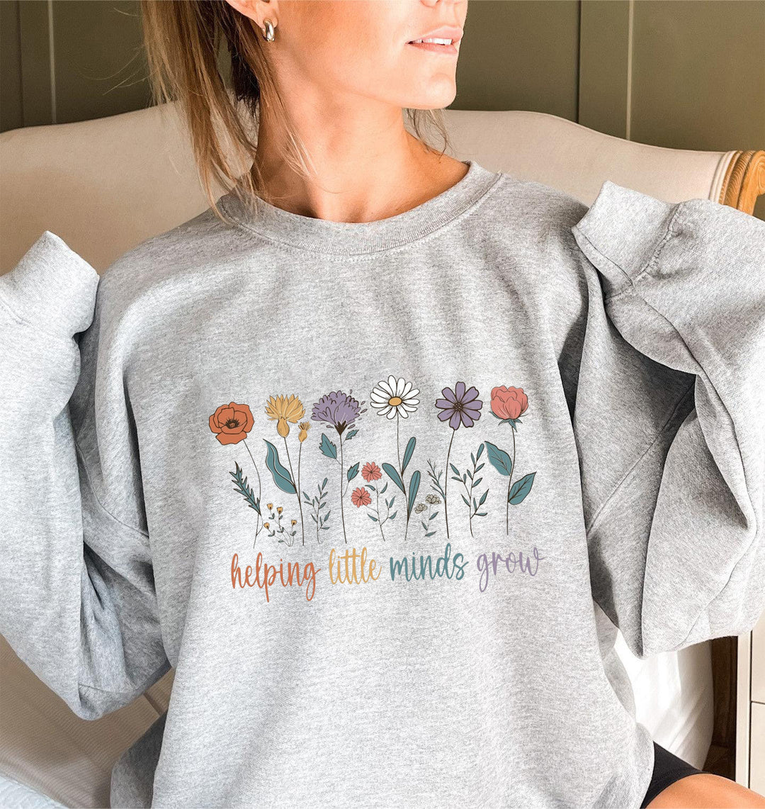 Damen Sweatshirt mit voluminösen Ärmeln und motivierendem Blumenaufdruck Drune