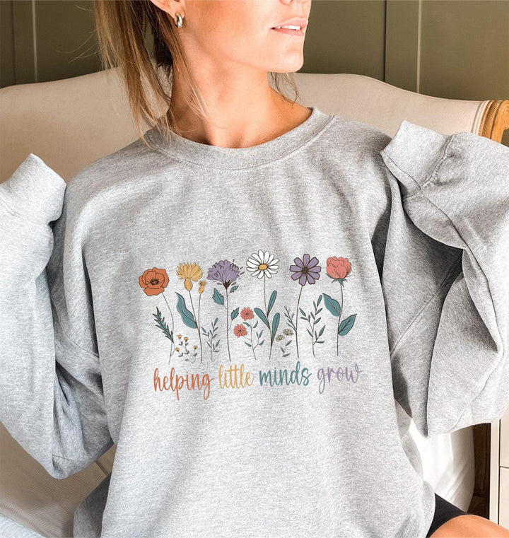 Damen Sweatshirt mit voluminösen Ärmeln und motivierendem Blumenaufdruck Drune