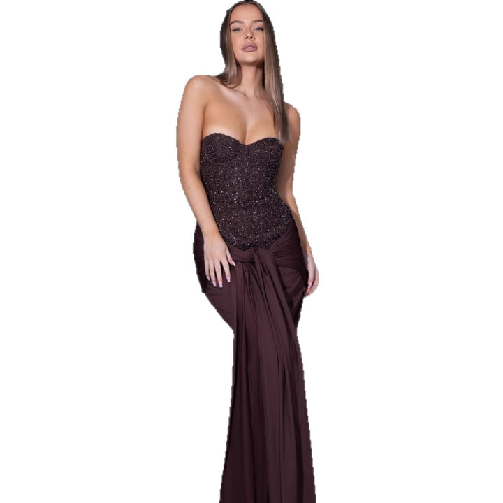 Damen Abendkleid mit glamourösem Korsettdesign und fließendem Rock Drune