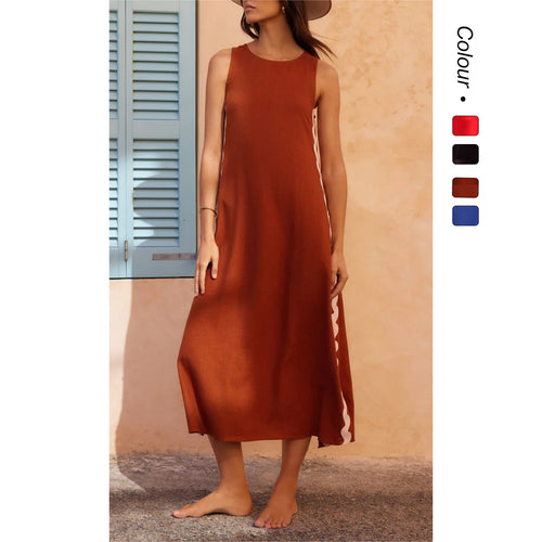 Damen Maxikleid mit elegantem Schnitt und Zierdetails Drune