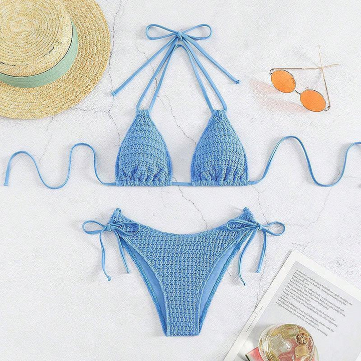 Damen Dreieck-Bikini mit verstellbaren Bindebändern und trendy Häkel-Design Drune