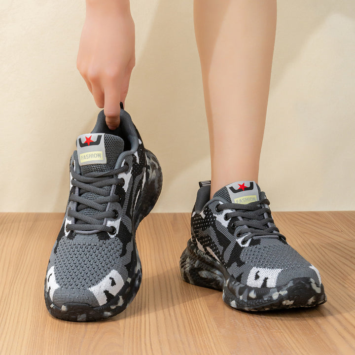 Unisex nan Camouflage-Strick-Sneaker mit geformter Dämpfungs-Zwischensohle und profiliertem Laufsohlen-Design Drune