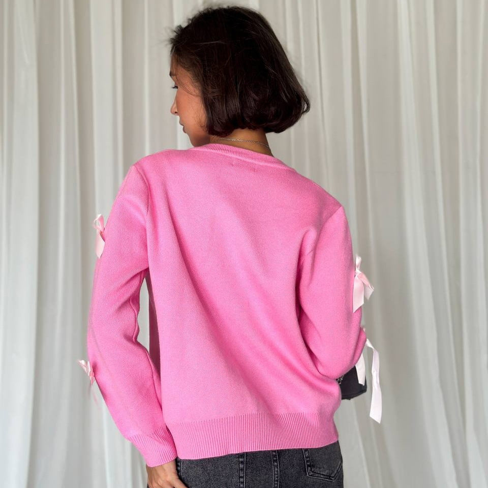 Damen eleganter Strickpullover mit modischen Schleifen-Details Drune