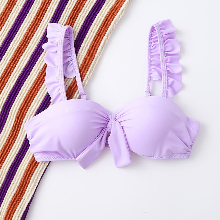 Damen Bikini-Oberteil mit gefransten Trägern und Knoten-Detail Drune
