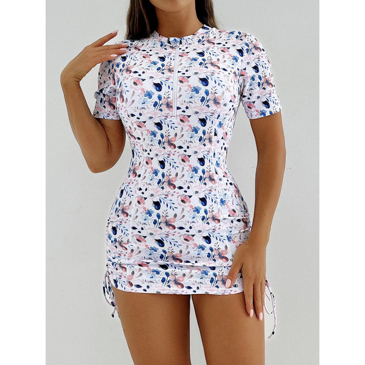 Damen Surfanzug mit stylischem Blumenmuster und kurzem Arm Drune