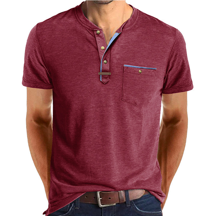 Herren Kurzarm-Henley T-Shirt mit modischen Akzenten Drune