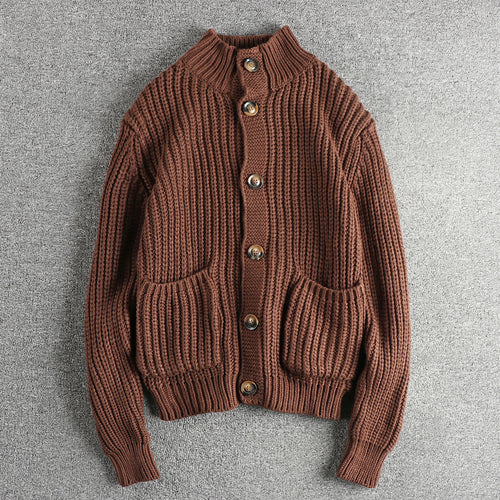 Damen Strickjacke mit großen Taschen und Knopfverschluss Drune