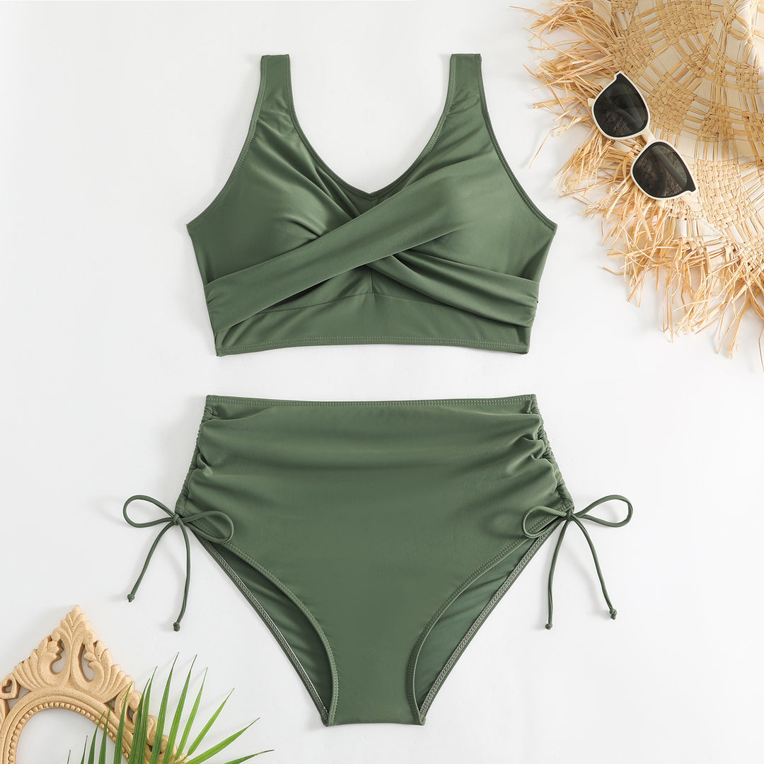 Damen Bikini-Set mit schickem Wickeloberteil und hoch taillierten Höschen Drune