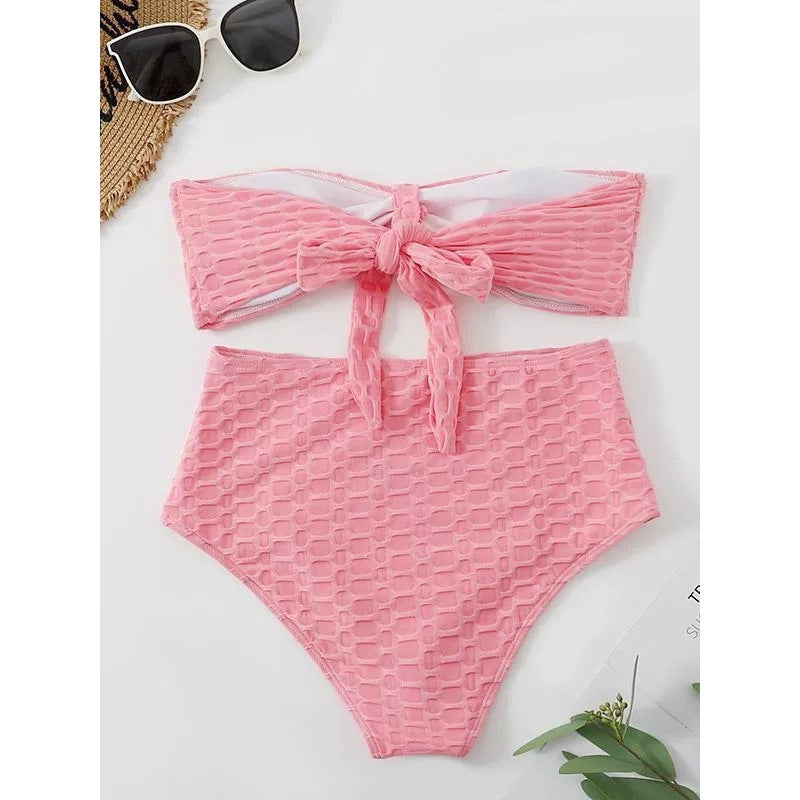 Damen Hochgeschnittener Bikini mit stylischem Knotendetail Drune
