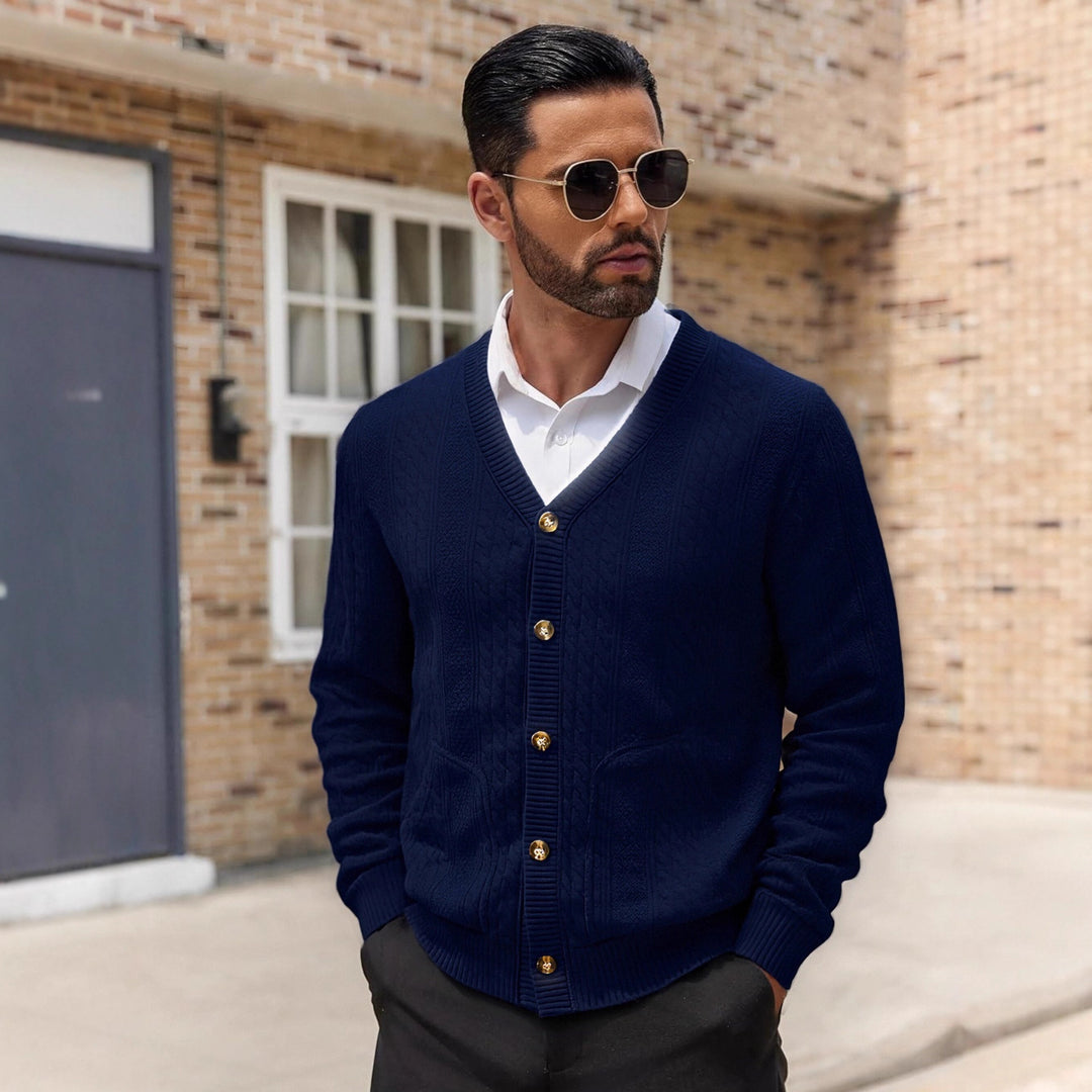 Herren Modischer Strickcardigan mit praktischen Taschen und einzigartiger Textur Drune