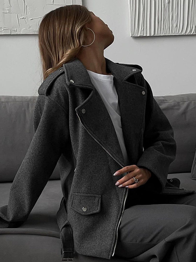 Damen Modische Oversized Jacke Drune