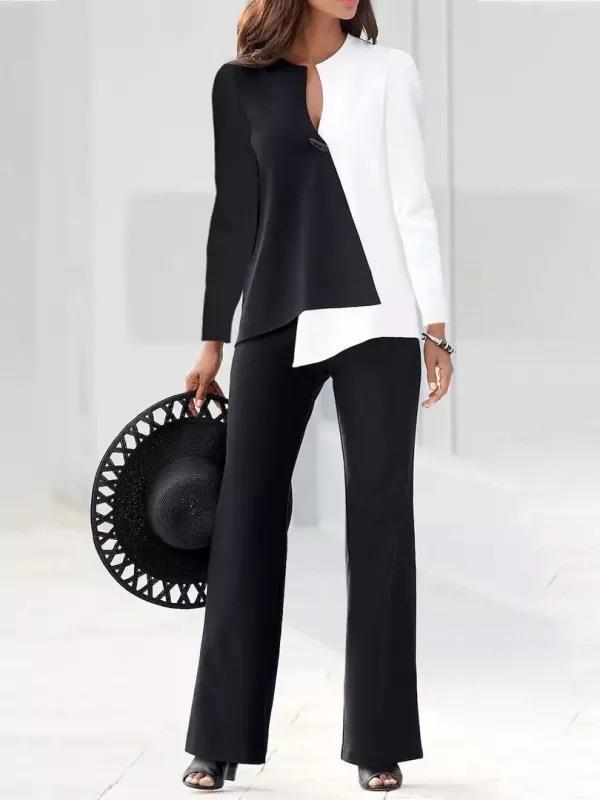 Damen Elegantes und modernes Hosenanzug-Set mit asymmetrischem Design Drune