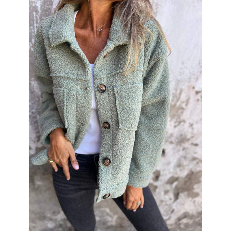 Damen Flauschige Teddyjacke mit praktischen Taschen Drune