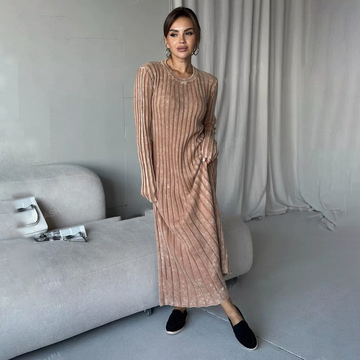 Damen Maxikleid mit Streifenstruktur und elegantem Schnitt Drune