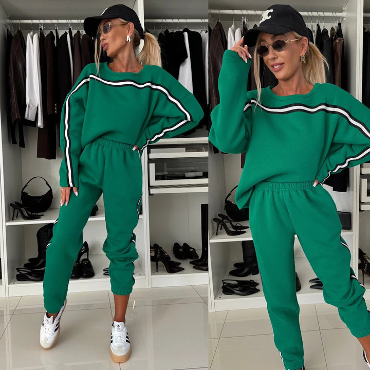 Damen sportlicher Loungewear-Anzug mit elegantem Schnitt und hohem Bund Drune