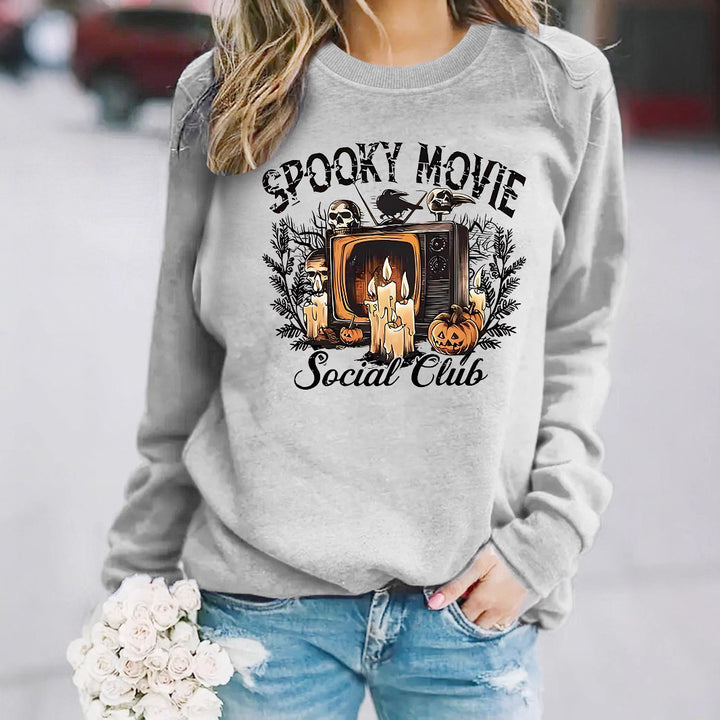Damen Sweatshirt mit spooky Film-Motiv und lässigem Schnitt Drune