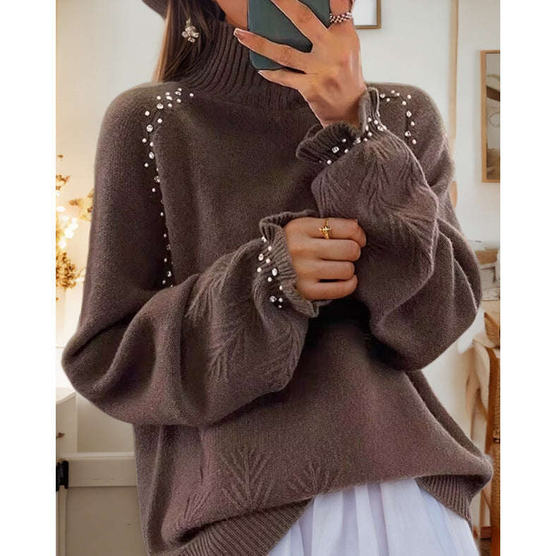 Damen Pullover mit elegantem Rollkragen und funkelnden Details Drune