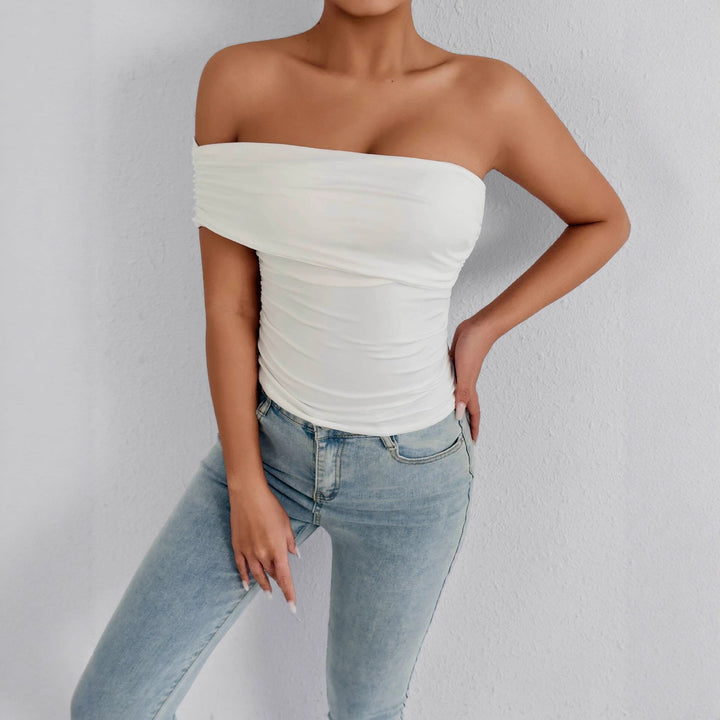 Damen Off-Shoulder Oberteil mit raffinierten Rüschendetails Drune