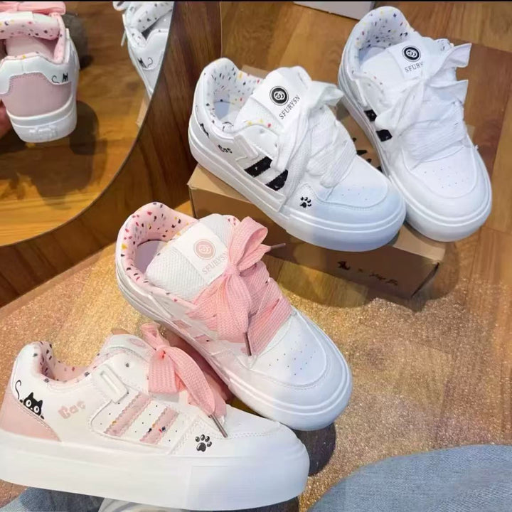 Damen Trendige Plattform Sneakers mit modischen Tiermotiven Drune
