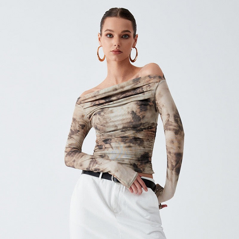 Damen Elegantes Off-Shoulder Oberteil mit drapiertem Design Drune