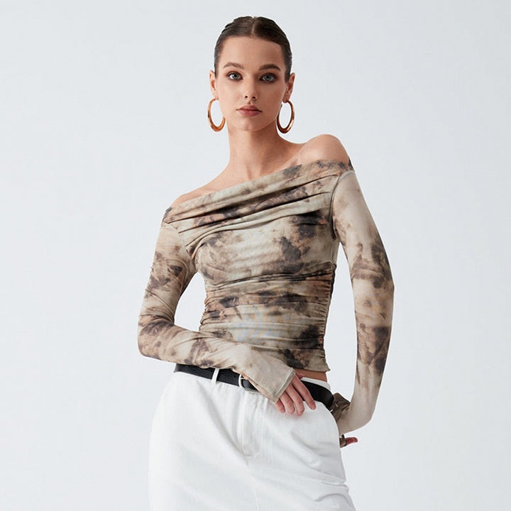 Damen Elegantes Off-Shoulder Oberteil mit drapiertem Design Drune
