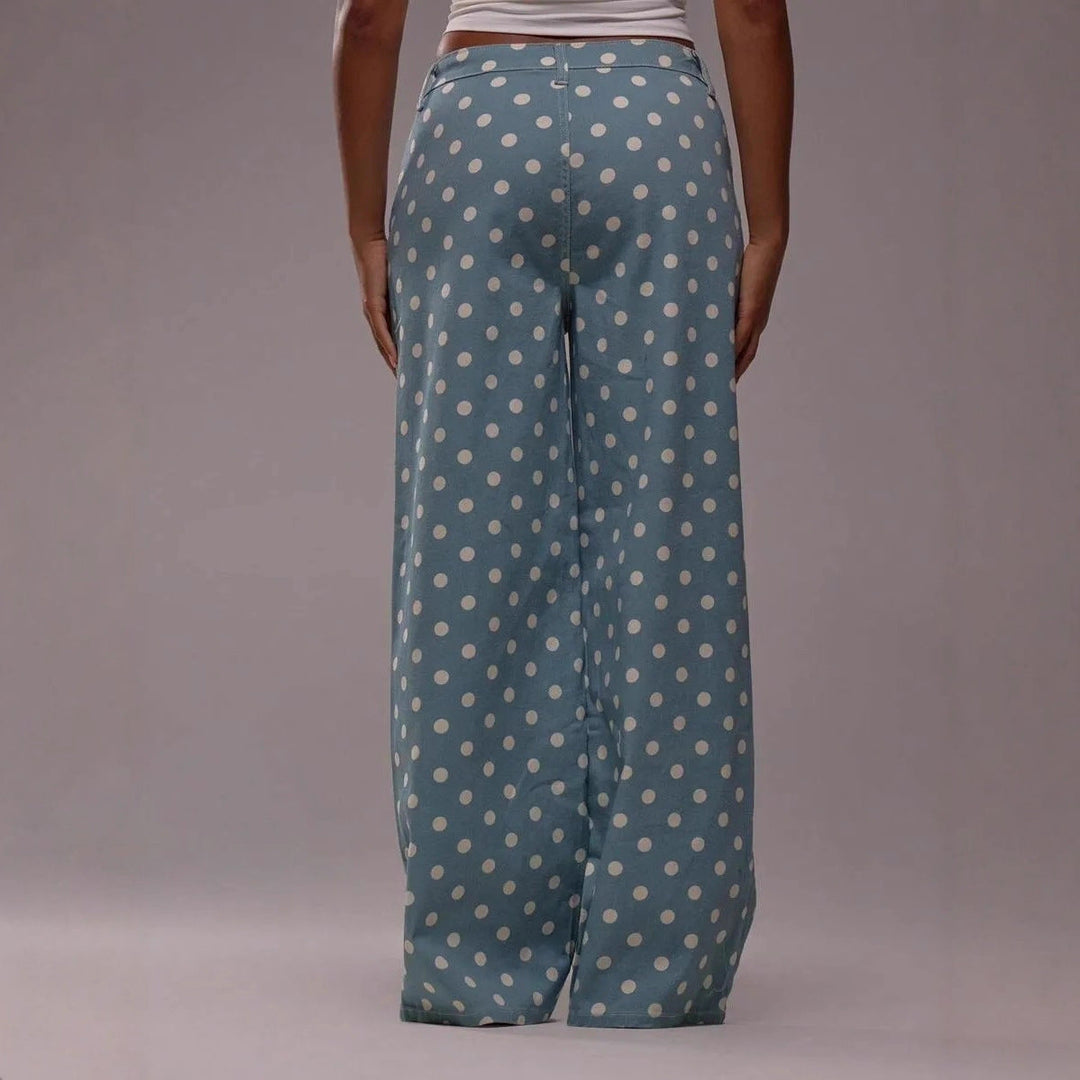 Damen Weite Stoffhose mit Polka-Dot Muster