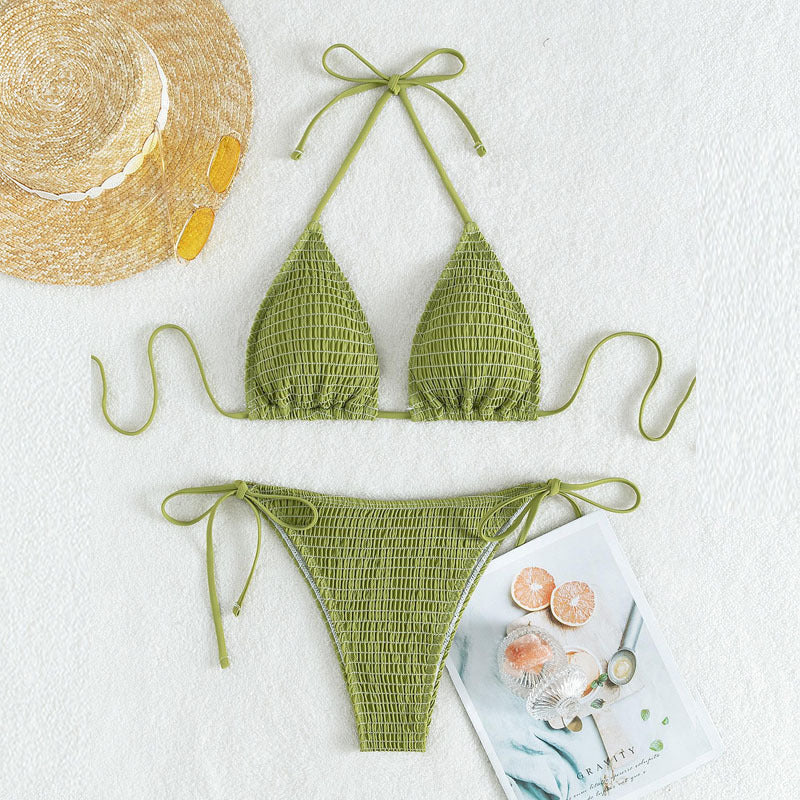 Damen Triangel-Bikini-Set mit schmalem Bund und verstellbaren Trägern Drune