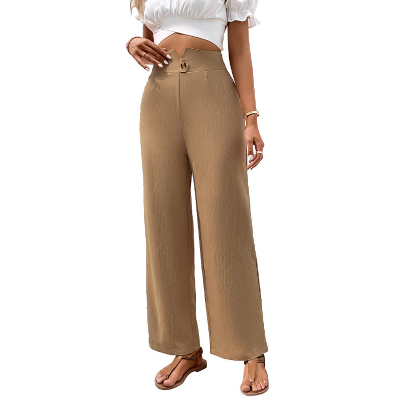 Damen lässiger Crop-Top mit Rüschendetails und High-Waist Hose Drune