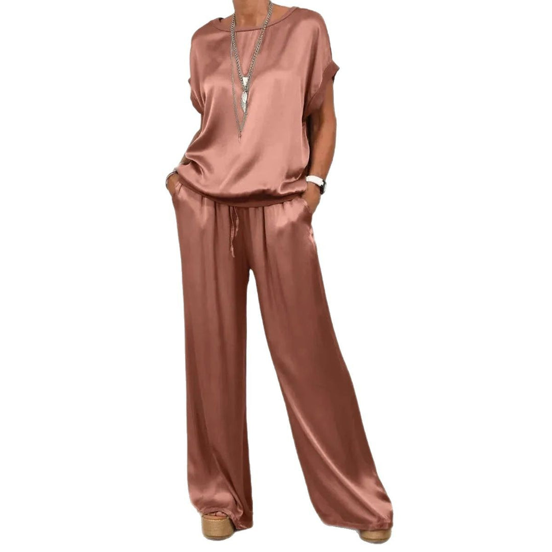 Damen elegantes Lounge-Set mit fließendem Schnitt und elastischem Bund Drune