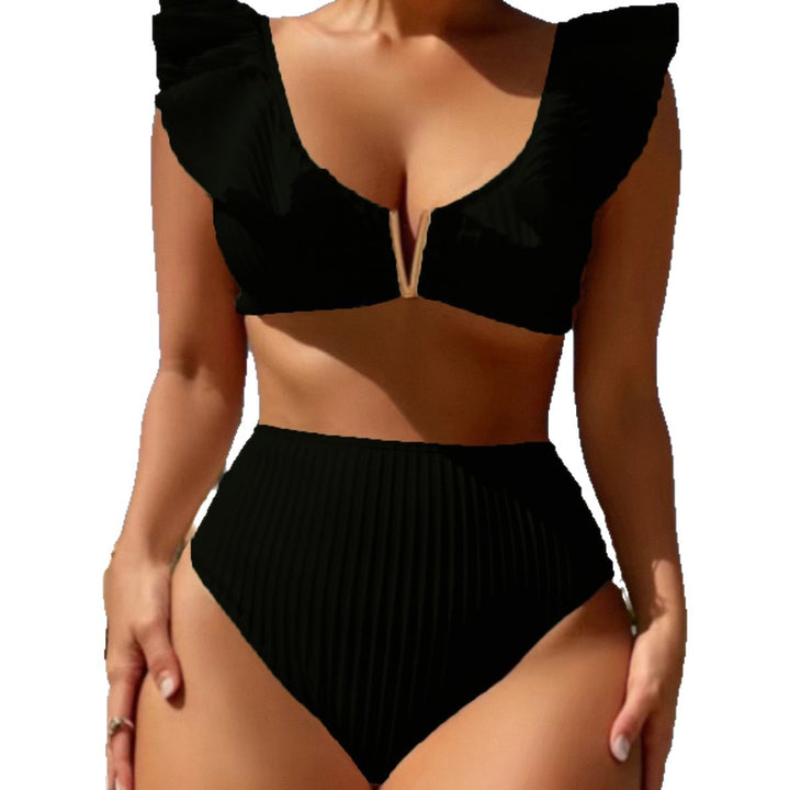 Damen Hoch taillierter Bikini mit verspielten Rüschendetails Drune