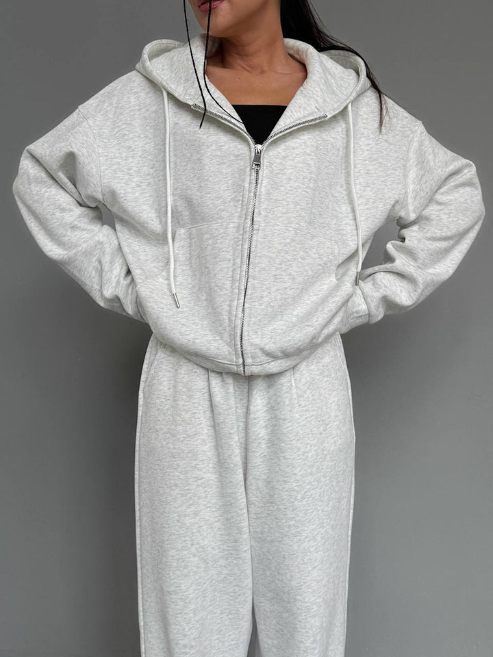 Damen lässiger Hoodie-Jumpsuit mit praktischem Reißverschluss Drune