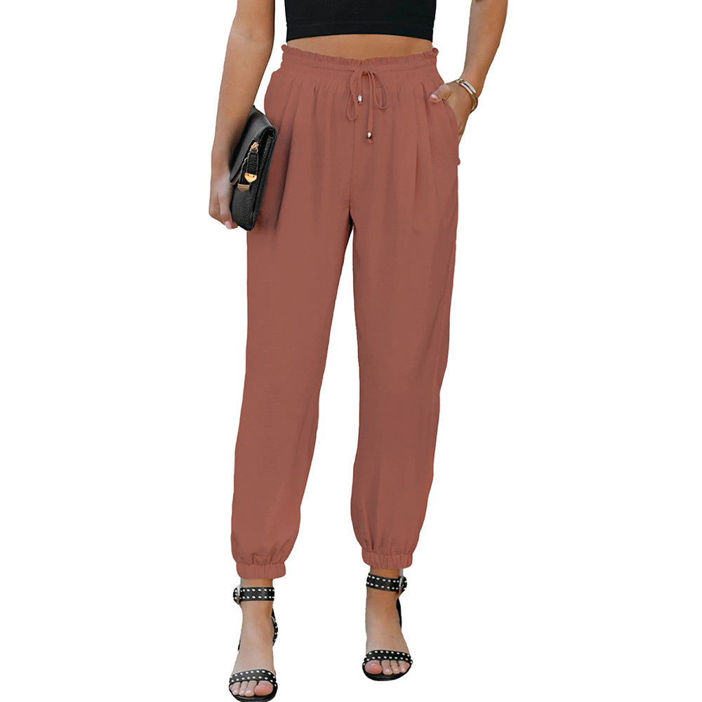 Damen lässige Freizeithose mit elastischem Bund und praktischen Taschen Drune