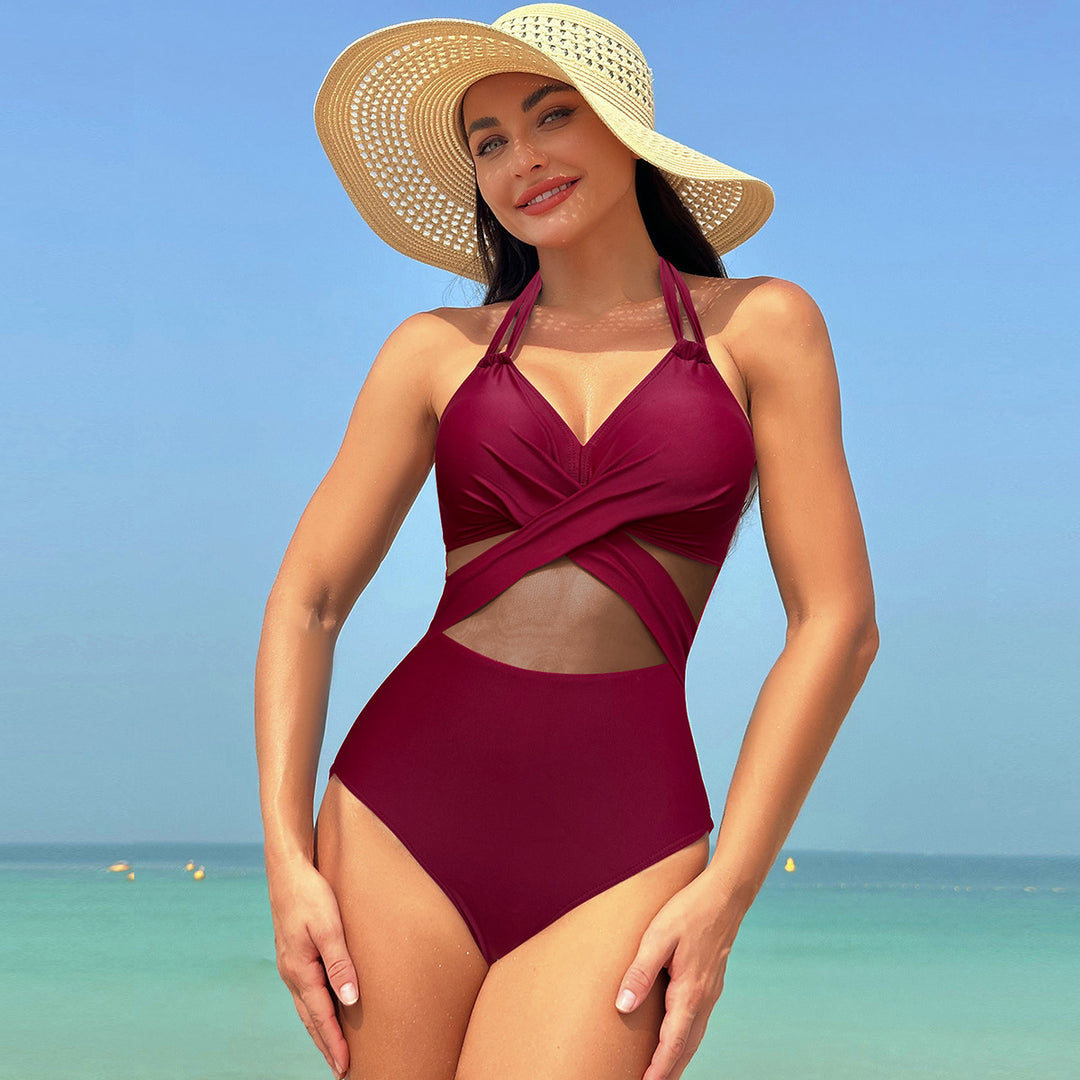 Damen Einteiliger Badeanzug mit stylishen Mesh-Elementen Drune