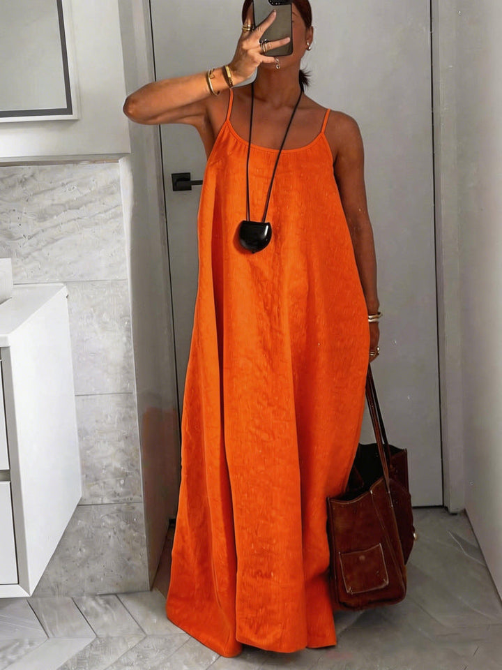 Damen luftiges Leinen-Maxikleid Drune