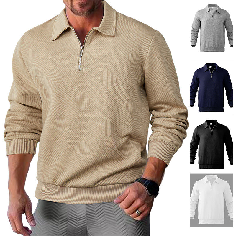Herren Sweatpullover mit halblangem Reißverschluss und strukturiertem Gewebe Drune