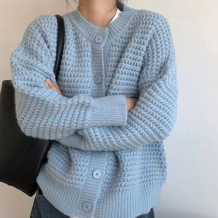 Damen Grobstrickjacke mit Knopfdetails und oversized Schnitt Drune