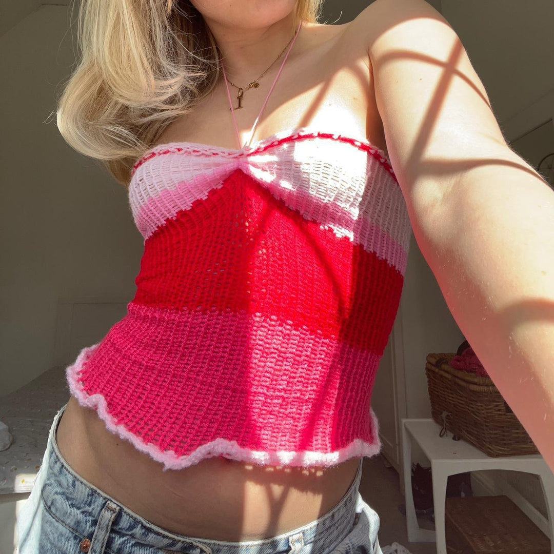 Damen Cropped Top im angesagten Häkel-Look Drune