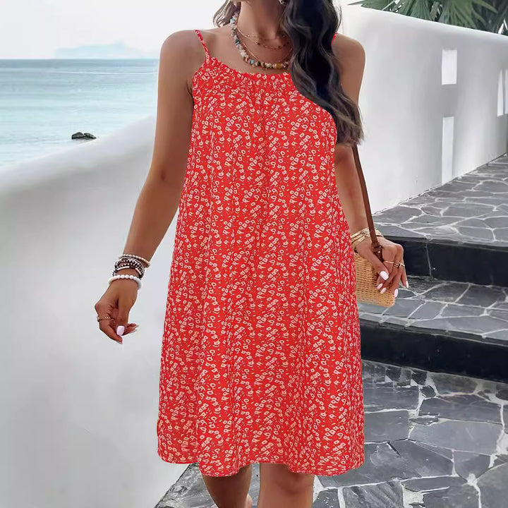 Damen Sommerkleid aus atmungsaktiver Baumwolle mit floralem Muster Drune