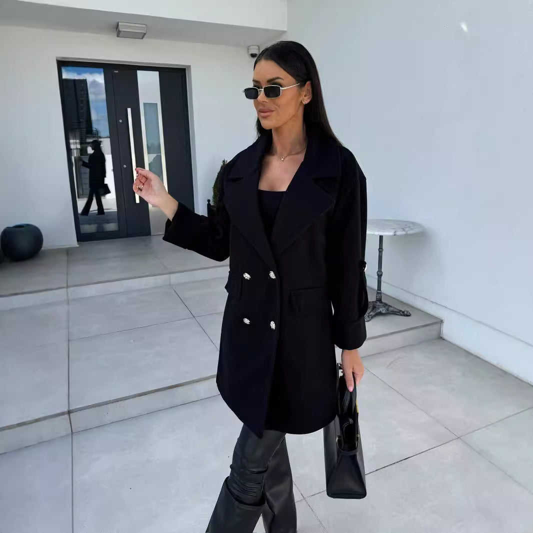 Damen Elegant geschnittener Oversized Blazer mit doppelter Knopfreihe Drune