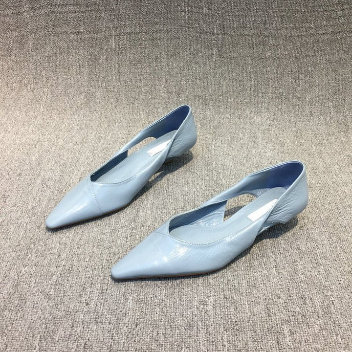 Damen raffinierte spitze Ballerinas mit geschmeidiger Lederoberfläche Drune