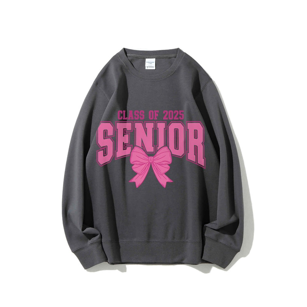 Damen Sweatshirt mit Abschlussjahr und dekorativem Schleifendesign Drune
