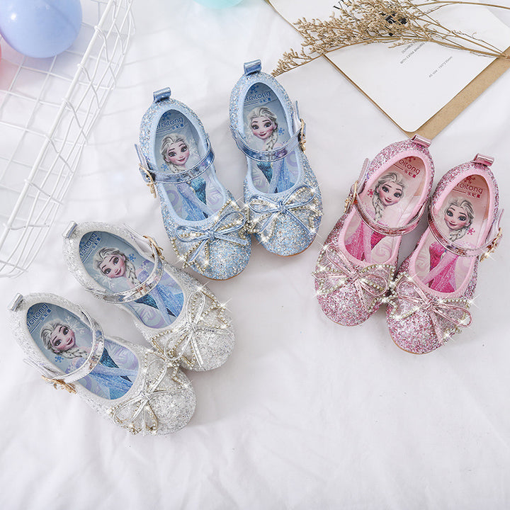 Mädchen Glitzernde Ballerina-Schuhe mit Schleifen- und Strassverzierungen Drune