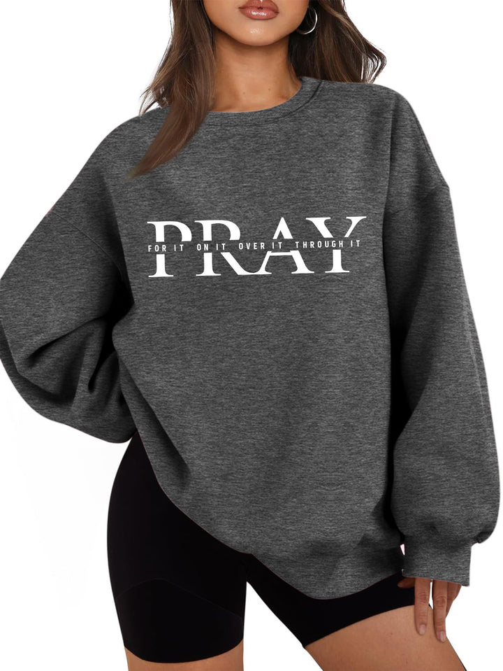 Damen Sweatshirt mit oversized Schnitt und inspirierendem Aufdruck Drune