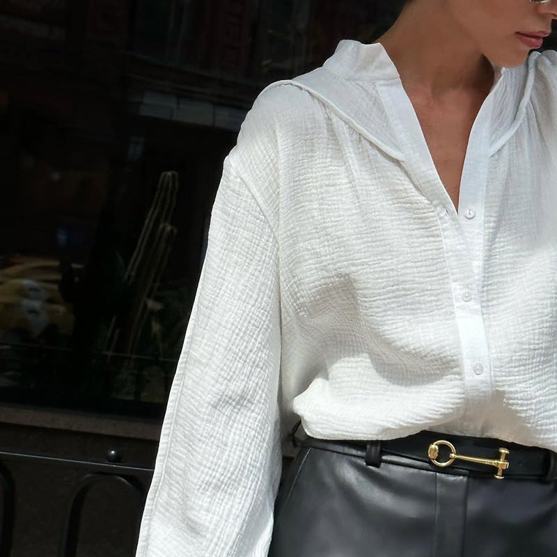 Damen luftige Oversize-Bluse mit strukturiertem Gewebe Drune