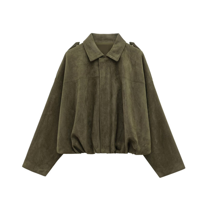Damen Oversized Wildleder Utility Jacke Drune