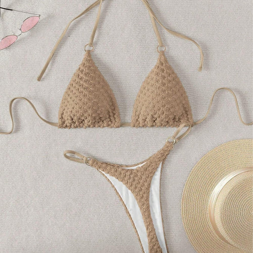 Damen Triangel-Bikini mit raffiniertem Texturenmix Drune